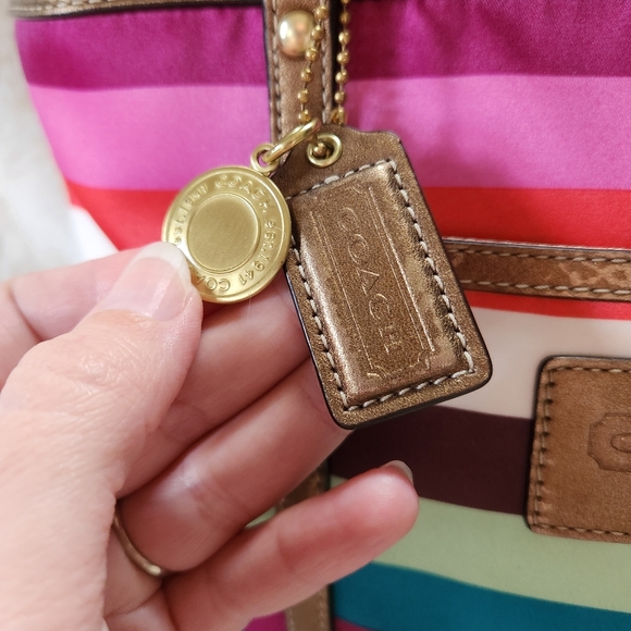 Coach Legacy Stripe Sateen Tote Bag - Picture 2 of 15